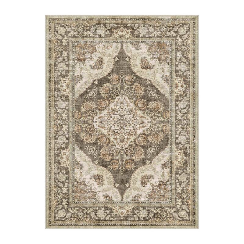 HomeRoots Medallion Traditional Rectangle Area Rug