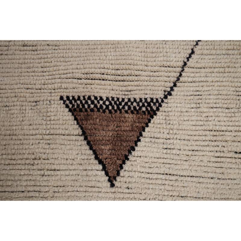 Earth Tone Moroccan Area Rug Handmade Stripe Wool Carpet - 8'8" x 12'11"