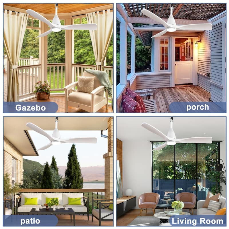Outdoor Ceiling Fan with Light: Plug-in Hanging Fan, Remote App Control, 3CCT, 6-Speed