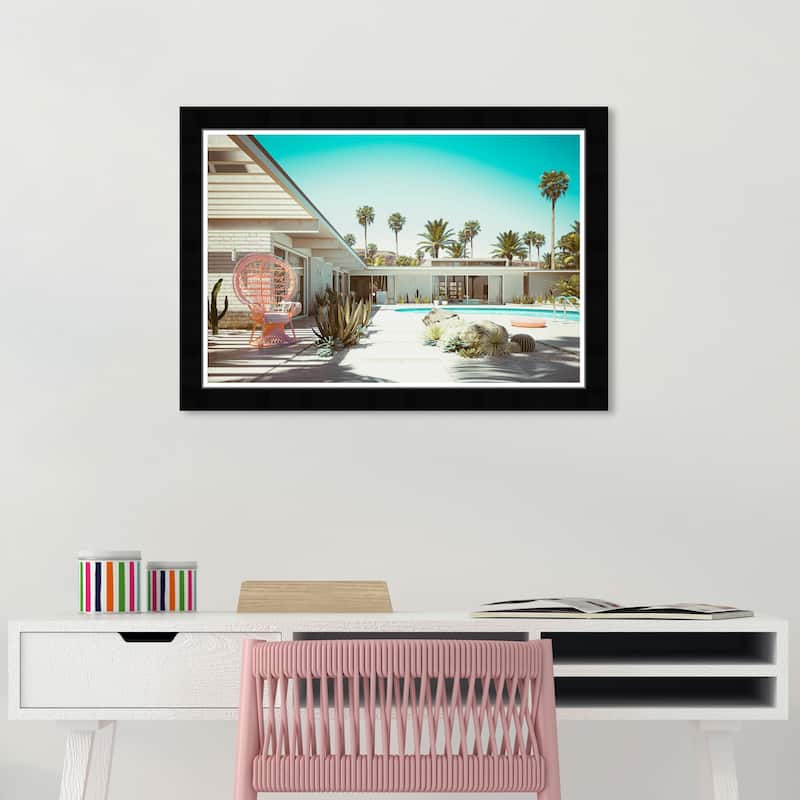 Wynwood Studio Prints Architecture and Buildings Summer Vacation Place Blue and Turquoise Tropical Wall Art Canvas Print - Black