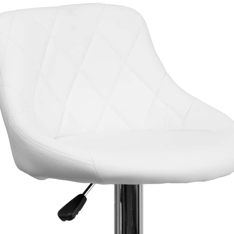 Diamond Pattern Vinyl Bucket Seat Adjustable Barstool - 18.5"W x 19"D x 33.25" - 41.75"H
