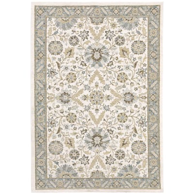 Style Haven Adalynn Vintage Borders Stone Grey/Ivory Traditional Rug