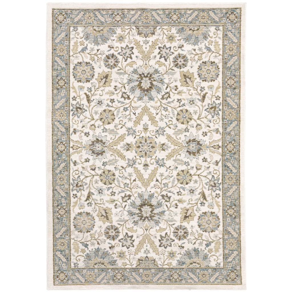 Style Haven Adalynn Vintage Borders Stone Grey/Ivory Traditional Rug