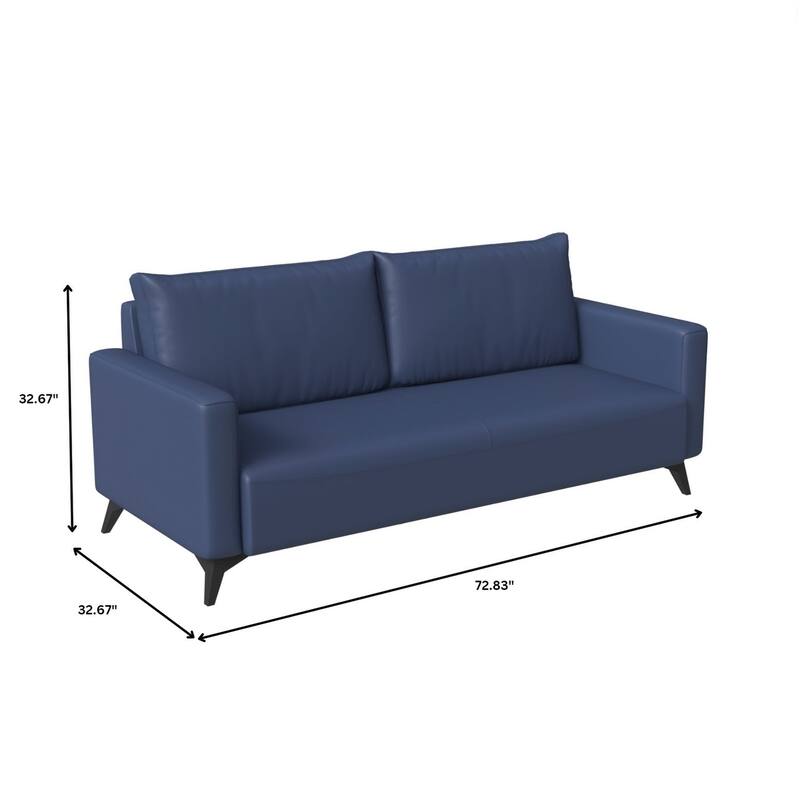 3 Seater Sofa Upholstered Leather with Stainless Steel Legs Inno Series by LeisureMod