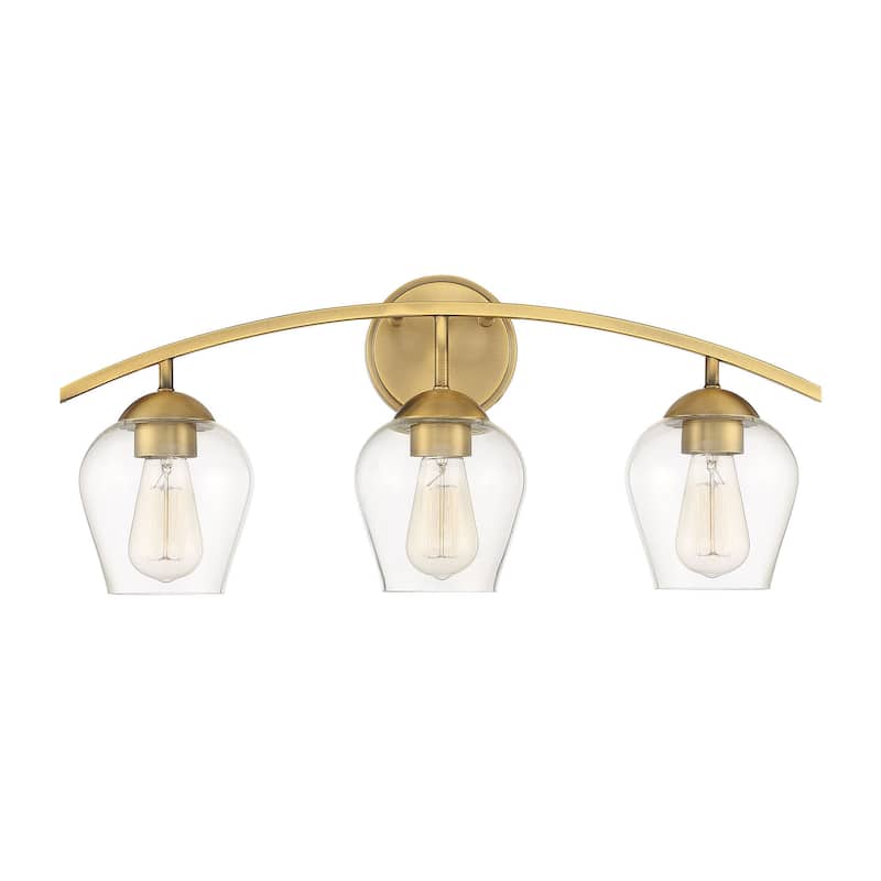 Meridian M80032 3 Light 24" Wide Bathroom Vanity Light with Clear - Natural Brass