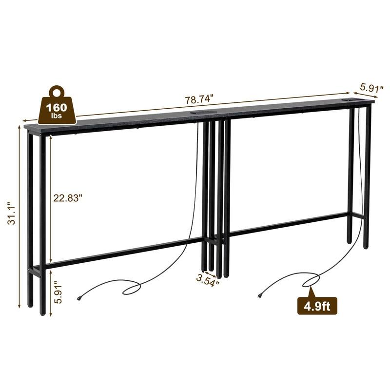 2-piece Set Triamine + Iron 200 * 15 * 79cm with Power Strip Foyer Table