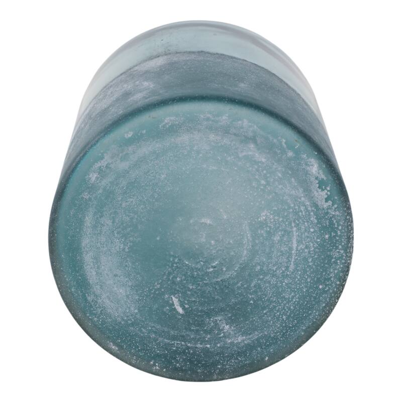 Glass Frosted Bottom Hurricane Candle Holder - Blue