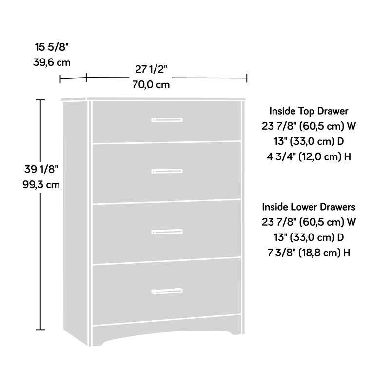 Wood 4-Drawer Chest with Large Drawers, Brown