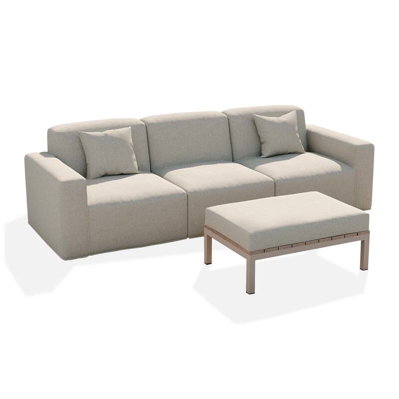 100" W No Assembly Outdoor Patio Modular Sofa with Coffee Table