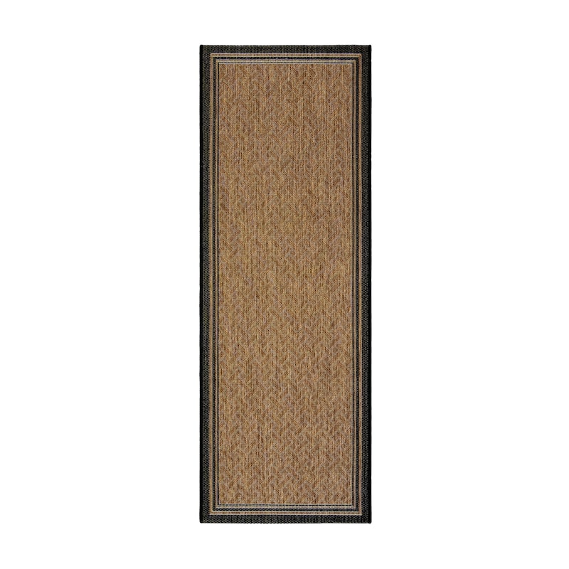 Gertmenian Paseo Soroa Chestnut Brown/Black Classic Border Flatweave Indoor/ Outdoor Area Rug