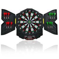 Costway Professional Electronic Dartboard Cabinet Set w/ 12 Darts Game Room LED Display - Black