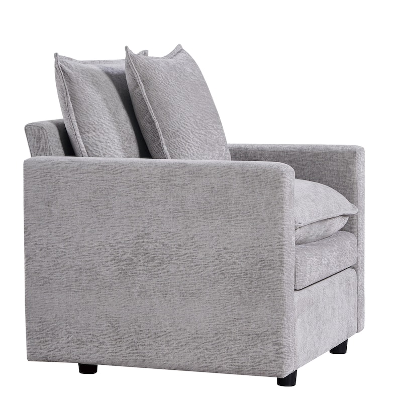 Chenille Fabric Comfy Deep Single Seat Sofa Upholstered Reading Armchair Living Room