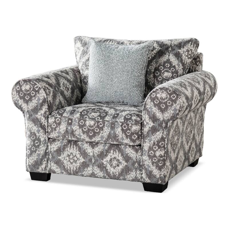 Furniture of America Suppet 4-Piece White Fabric Solid Wood Sofa and Ottoman Set with Pillows