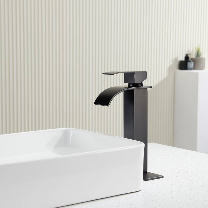 Single Handle Single Hole Tall Vessel sink Faucet with Deckplate Included