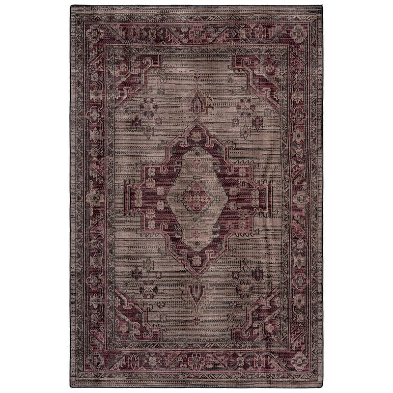 SAFAVIEH Hammock Gerborg Machine Washable Rug - 5'3" x 7'6" - Dark Beige/Burgundy
