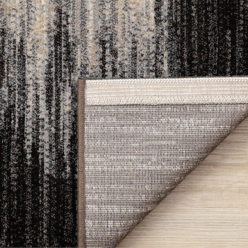Amelia Collection - Dense Black Beige Border Area Rug
