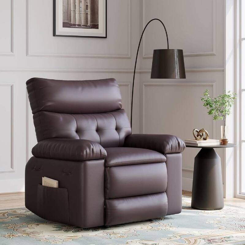 Oversized Manual Recliner, Comfort Lazy Sofa Chair for Living Rooms and Bedroom - Dark Brown