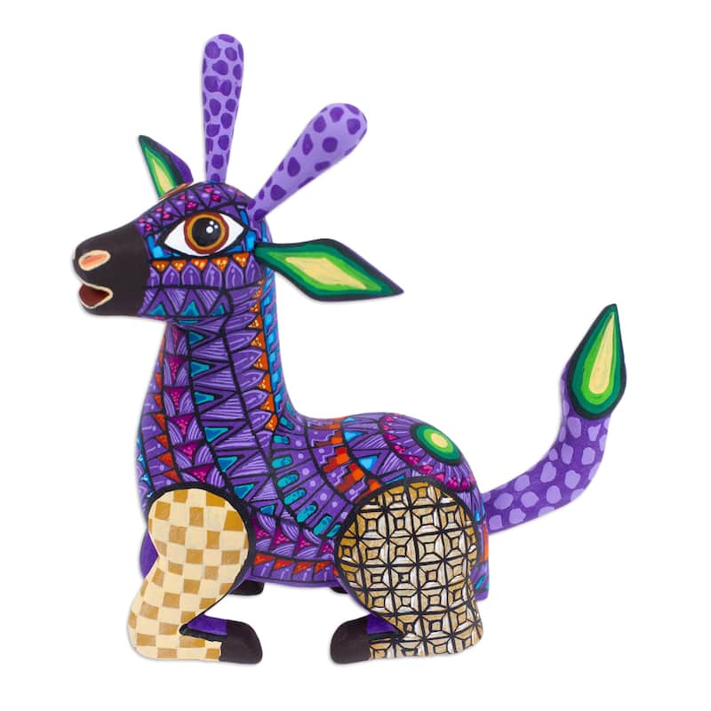 Novica Handmade Cheerful Giraffe Wood Alebrije Figurine