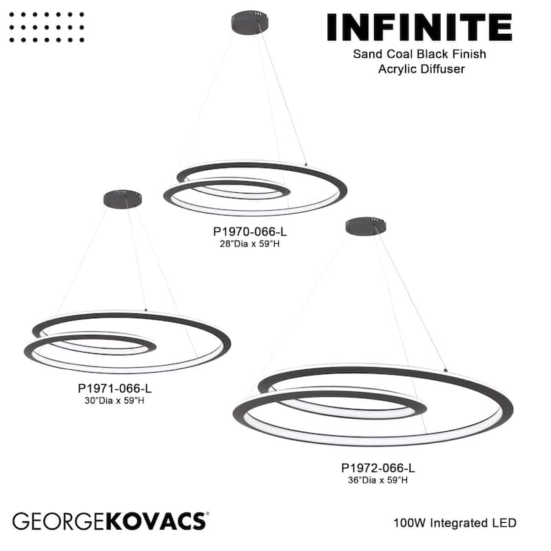 Kovacs P1971-L Infinite 30" Wide Abstract LED Chandelier