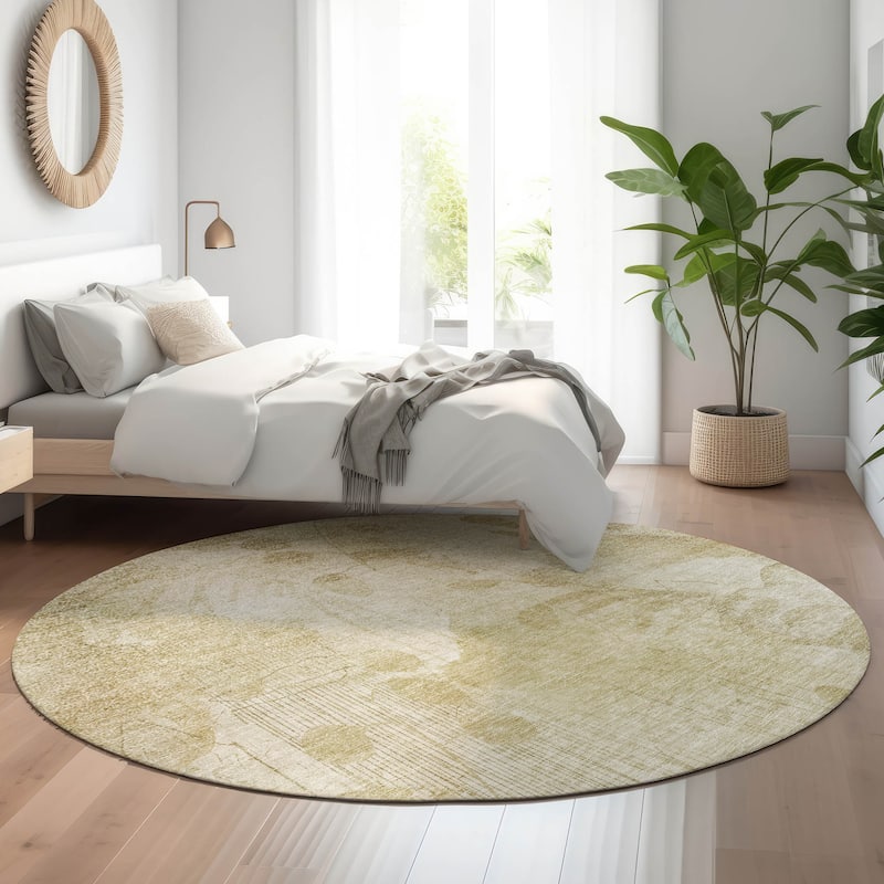 Premium Washable Super Soft Modern Floral Mayfield Rug - Beige - 8' x 8' - Round