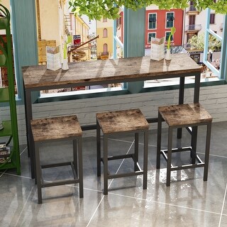 4 Piece Counter Height Kitchen Dining Table Set with 3 Stools - Bed ...