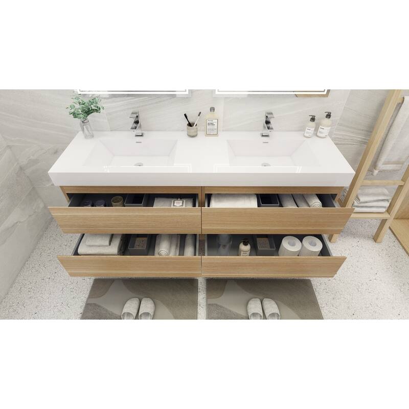 Baillie 72'' Wall-Mounted Vanity with Double Reinforced Acrylic Sink