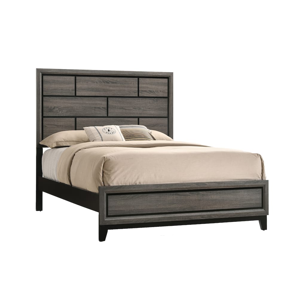 Vallendale Weathered Grey Queen Panel Bed with Tapered Leg