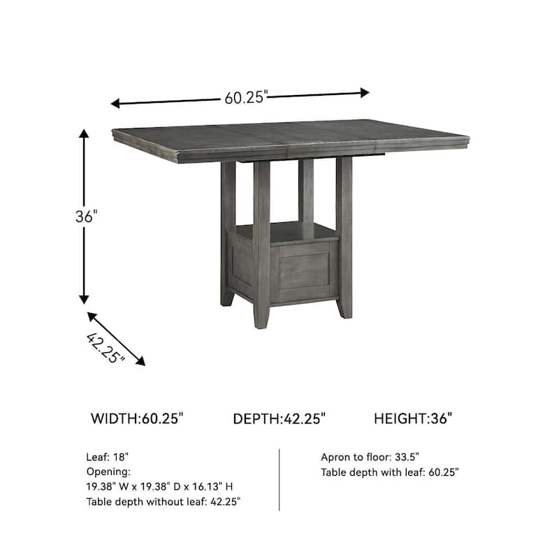 Hallanden Rustic Gray Rectangular Dining Room Counter Height Extension Table - 43"W x 60"D x 36"H