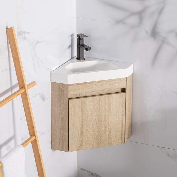 Wall Mounted Corner Bathroom Vanity Sink Combo for Small Space Bed