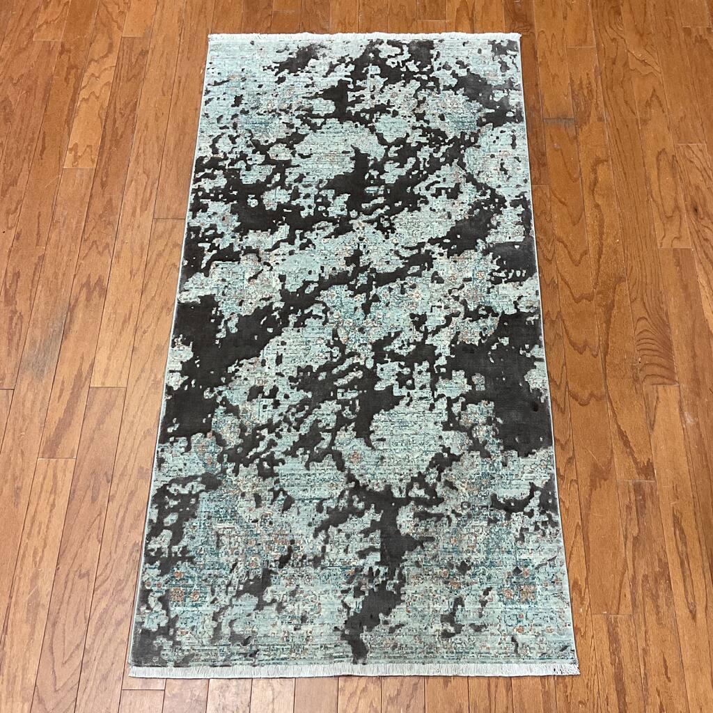 HERAT ORIENTAL Turkish Modern Erased Design Wool & Silk Rug - 2'7" x 4'11"