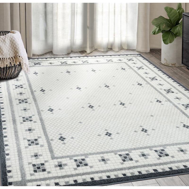 Abani Rugs Nuevo NUE240A Modern Black and White Area Rug