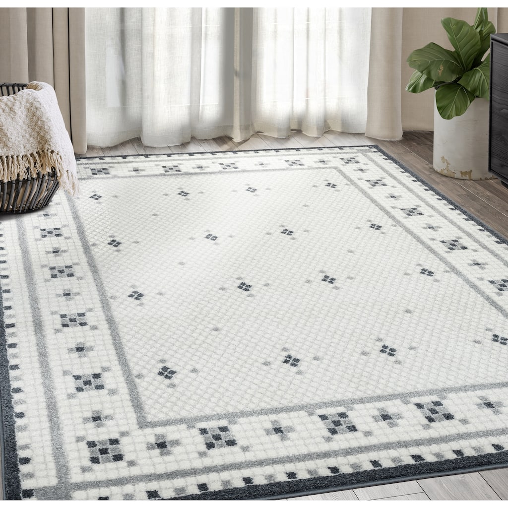 Abani Rugs Nuevo NUE240A Modern Black and White Area Rug