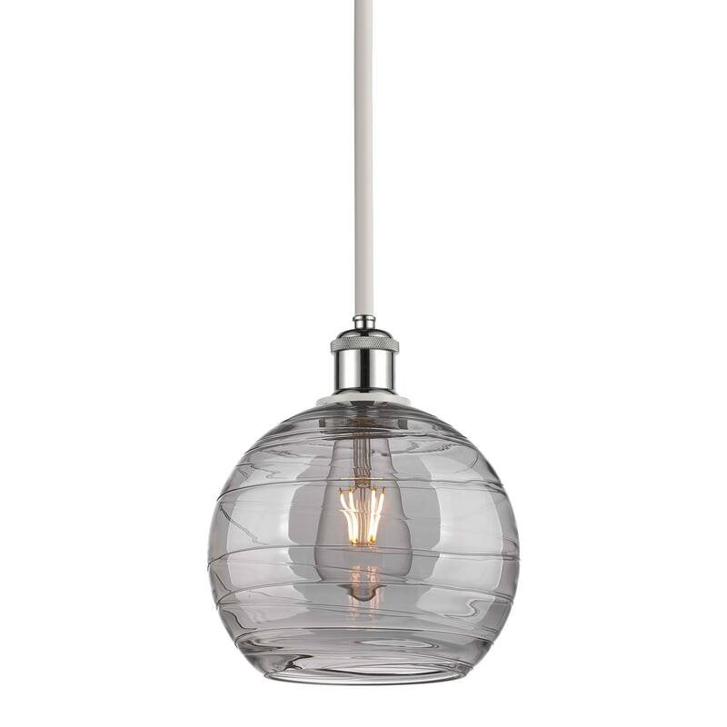 Innovations Lighting 516-1S-10-8 Athens Deco Swirl Pendant Athens Deco - White Polished Chrome / Light Smoke Deco Swirl