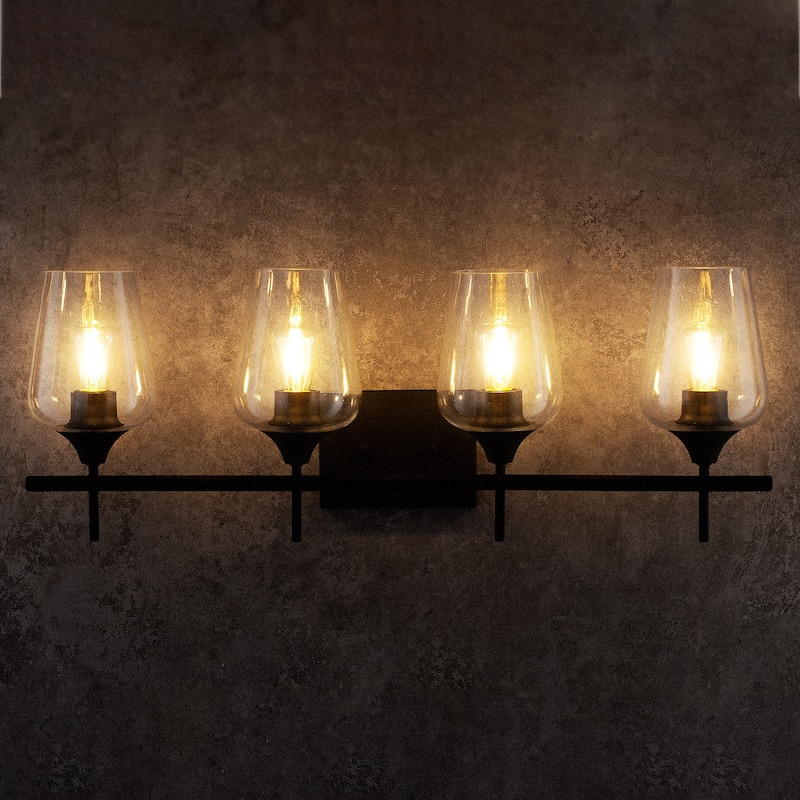CO-Z Matte Black Vanity Light Sconce w Clear Glass Shade