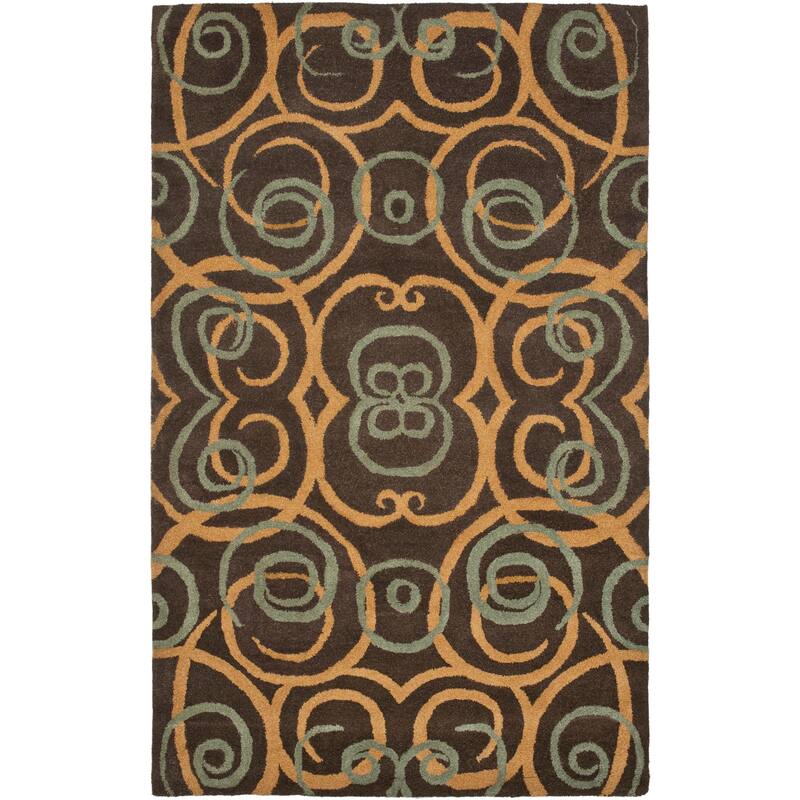 SAFAVIEH Handmade Rodeo Drive Baylie Mid-Century Modern Abstract Wool - 3' 6" x 5' 6" - Brown/Multi - Runner/Rectangle