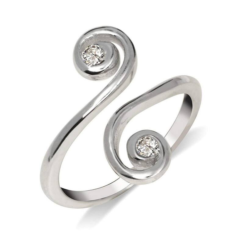 Curata Solid 10K Yellow or White Gold Adjustable Swirl Art Deco Toe Ring