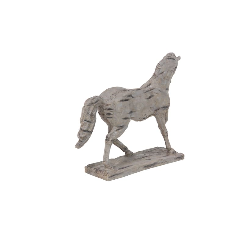 Beige Polystone Prancing Horse Decorative Sculpture