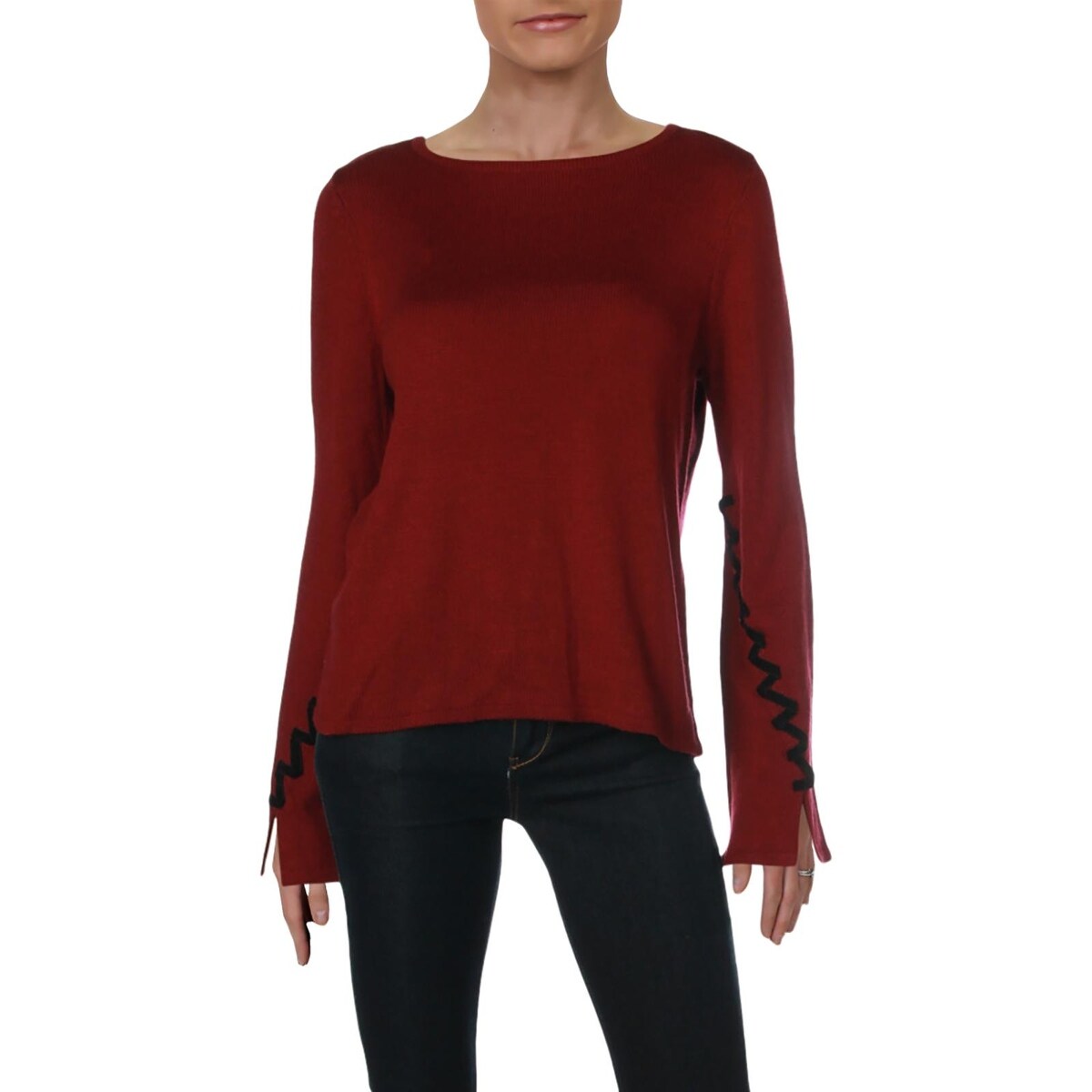 Shop Design History Womens Sweater Wool Blend Lace Up On Sale