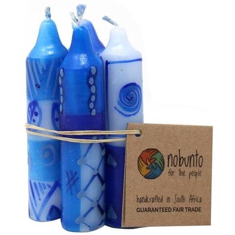 Hand-Painted Unscented 4" Dinner or Shabbat Candles, Set of 4 (South Africa)