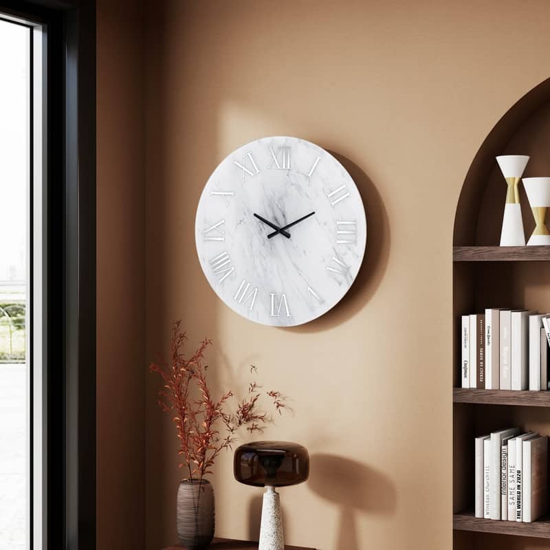 23.6" Glass Frameless Decorative Wall Clock - White