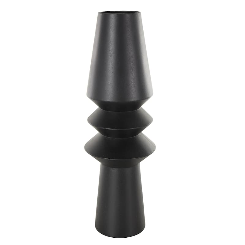 Metal Art Deco Fluted Decorative Vase - Black - Roche River Decor - 8"W x 8"L x 24"H