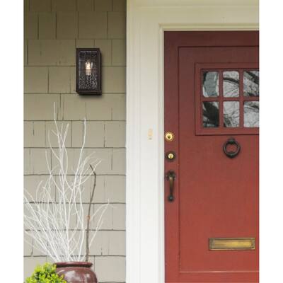 Westinghouse Lighting Wrightsville One-Light Outdoor Wall Fixture, Oil Rubbed Bronze Finish with Clear Raindrop Glass