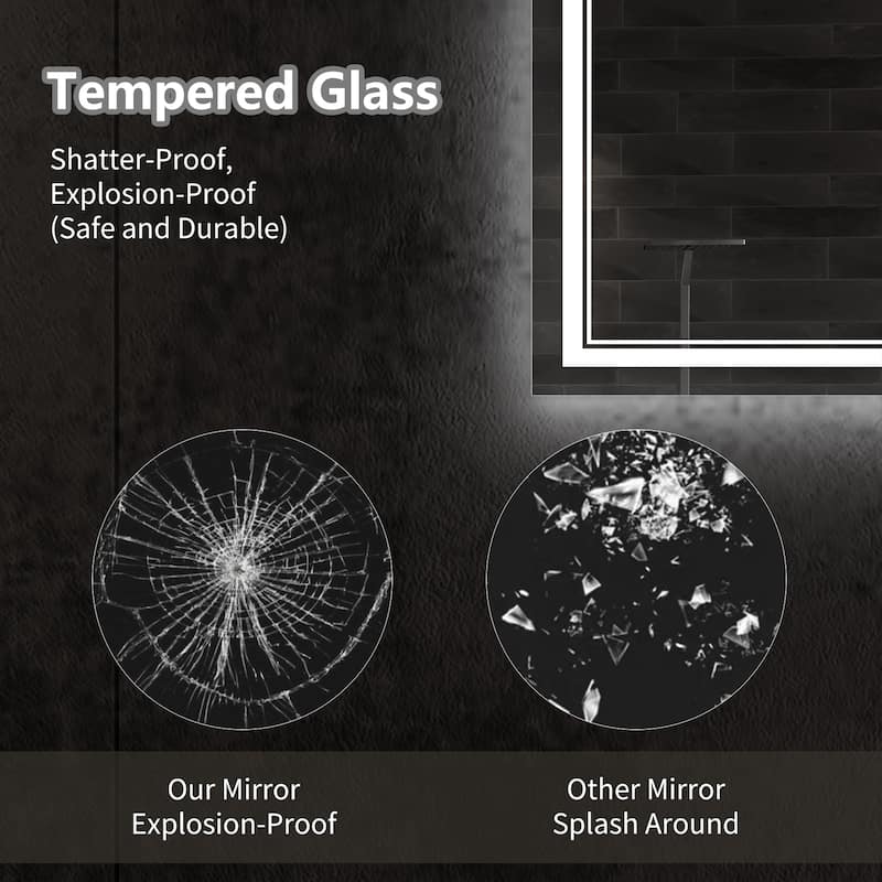 ExBrite LED Bathroom Mirror with Endless Dimming and Anti-Fog