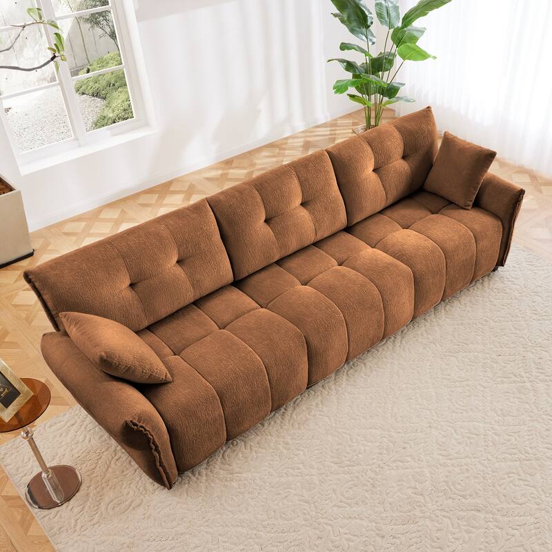 110.2" Chenille 4-Seat Sofa with Tufted Design & Sponge Cushions