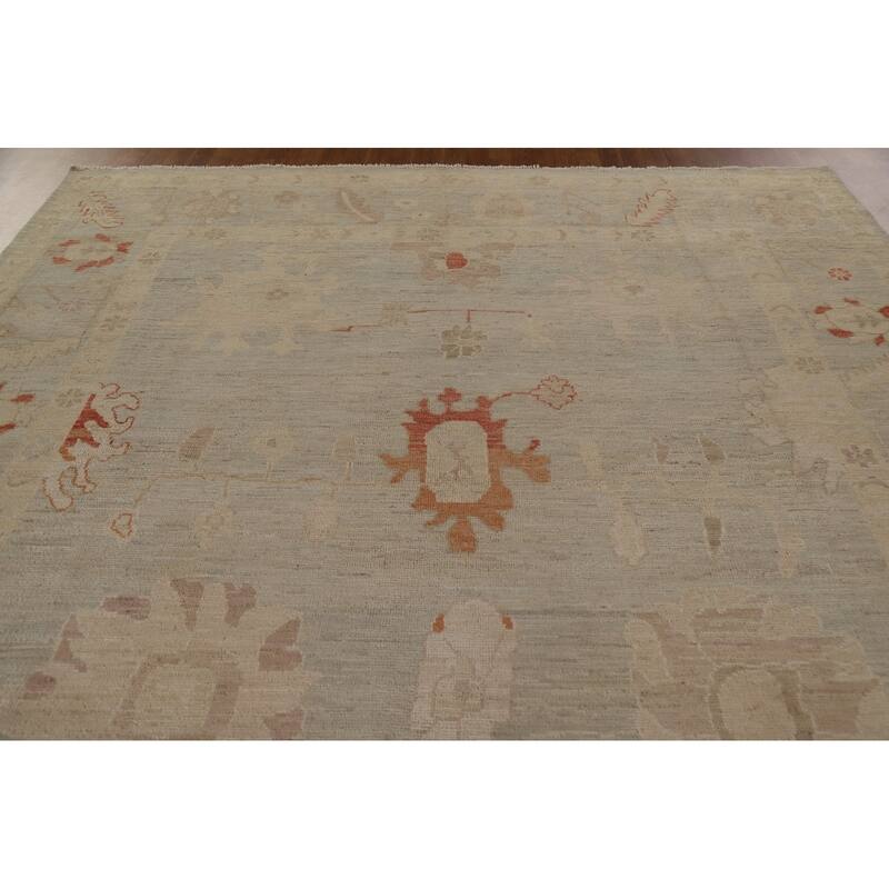 Vegetable Dye Oushak Turkish Area Rug Handmade Wool Oriental Carpet - 8'11"x 12'10"