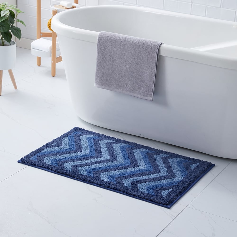 Empyrean Non Slip Shaggy Bath Rug Set - Chevron Design Ultra Soft Bathroom Mat