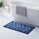 Clara Clark Non Slip Shaggy Bath Rug Set - Chevron Design Ultra Soft Bathroom Mat - Medium - 20 x 32 - Blue