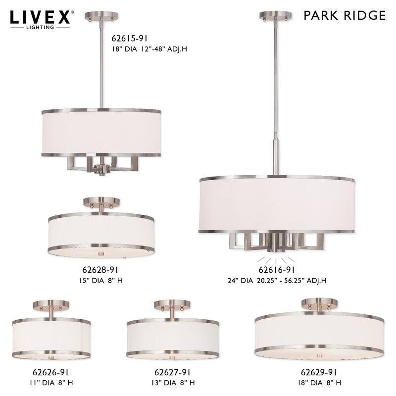 Livex Lighting 2-light Brushed Nickel Shaded Flush Mount, 62627-91 - 13" DIA 8" H