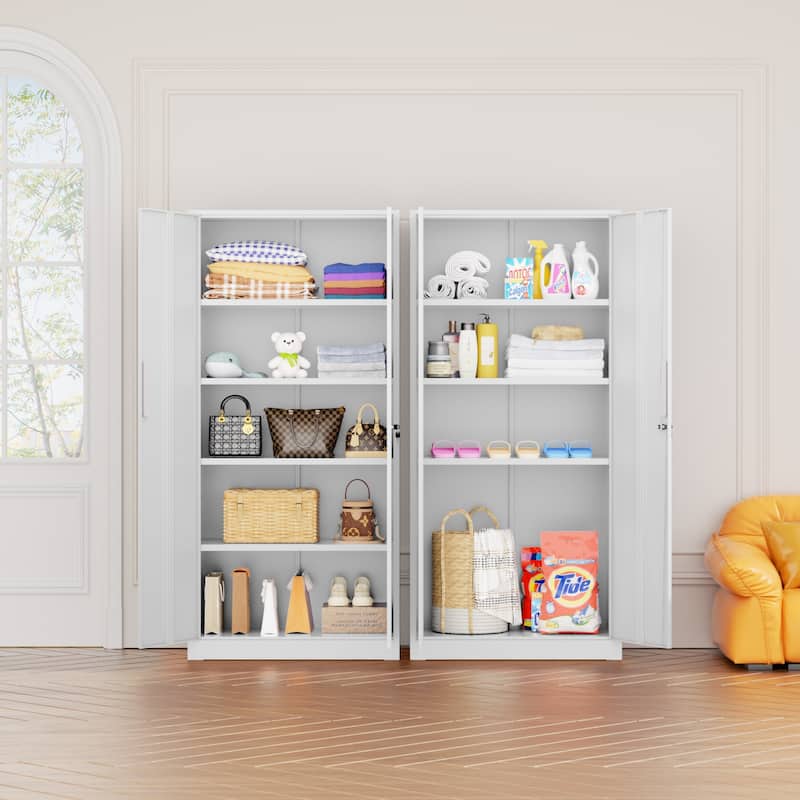 36 inch - 71 inch Tall File Cabinet Metal Storage Cabinet with Lockable Doors and Adjustable Shelves for Office, Home, Pantry