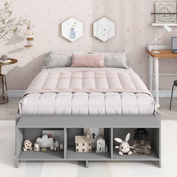 slide 2 of 9, Grey Full Size Storage Bed w/ Storage Case, Storage Drawers for Kids, Teens Grey